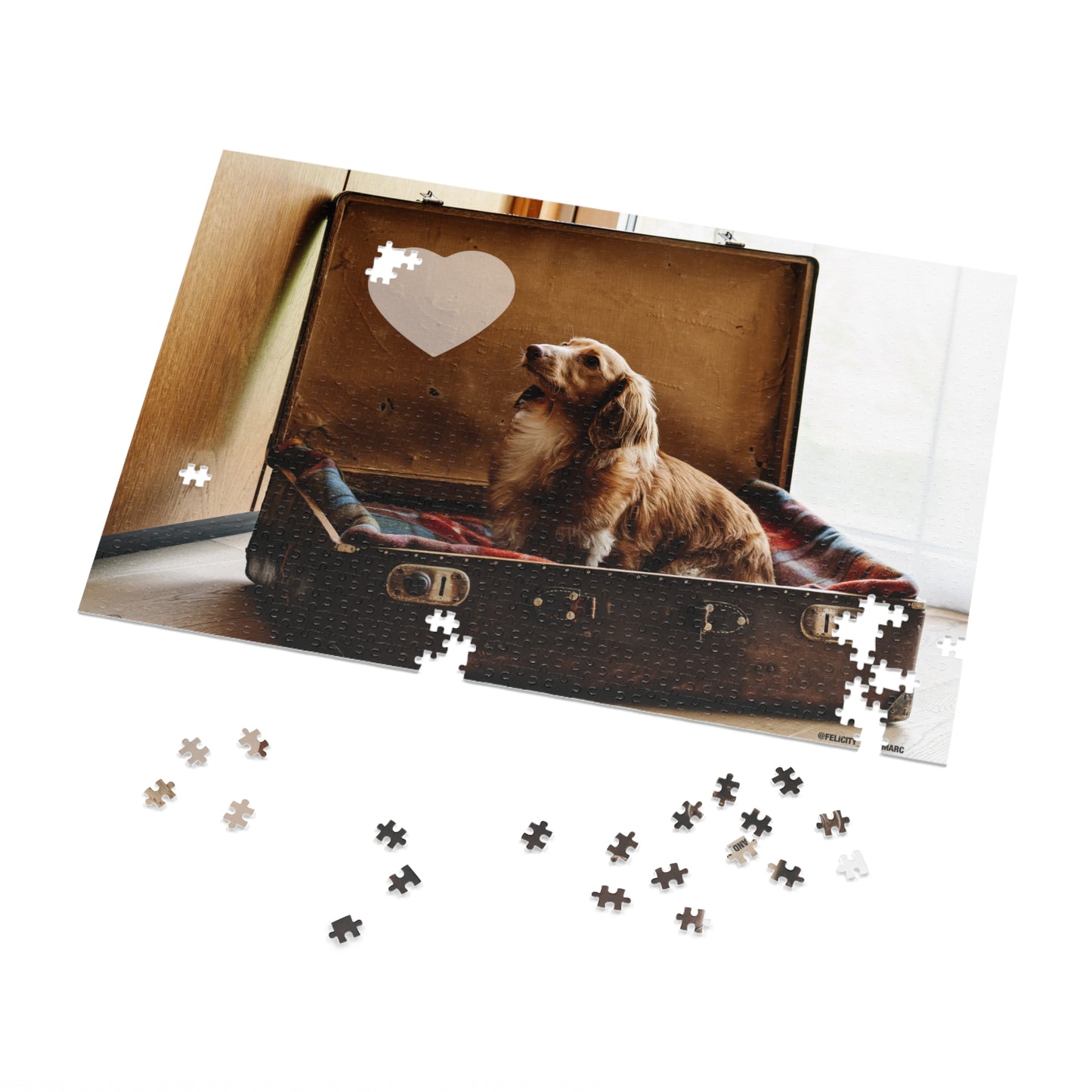 Personalised Gift : Suitcase Dog Jigsaw Puzzle (For Kids or Adults)