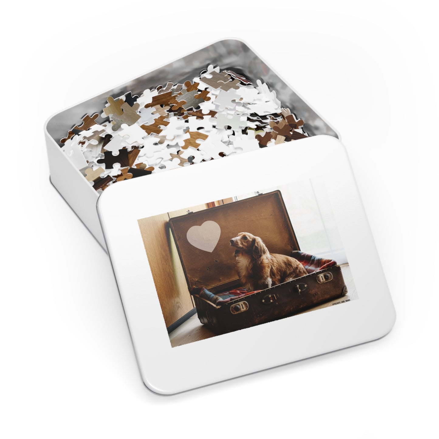 Personalised Gift : Suitcase Dog Jigsaw Puzzle (For Kids or Adults)