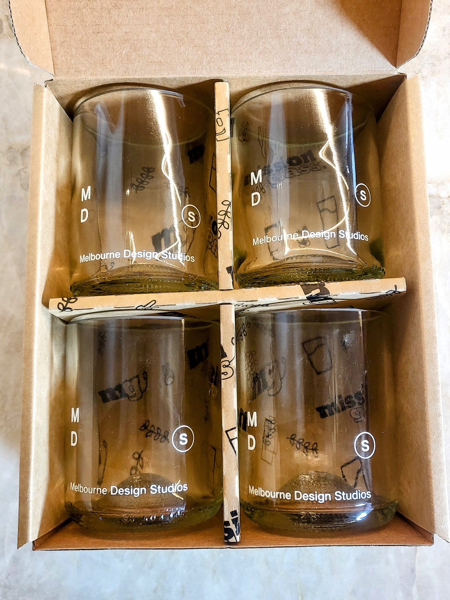 Beautiful "Rocks" Glasses made from recycled wine bottles - Set of 4 tumblers