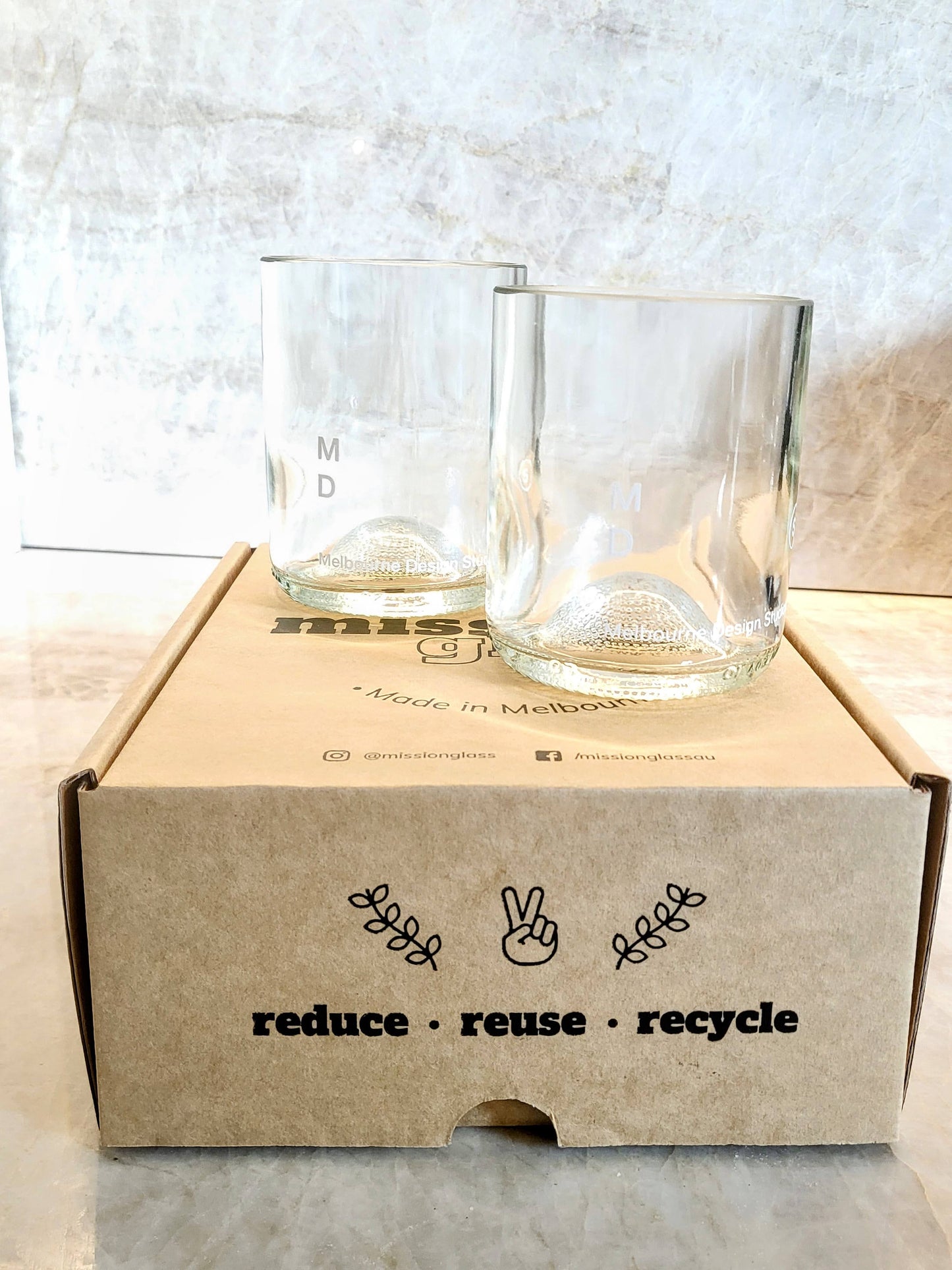 Beautiful "Rocks" Glasses made from recycled wine bottles - Set of 4 tumblers