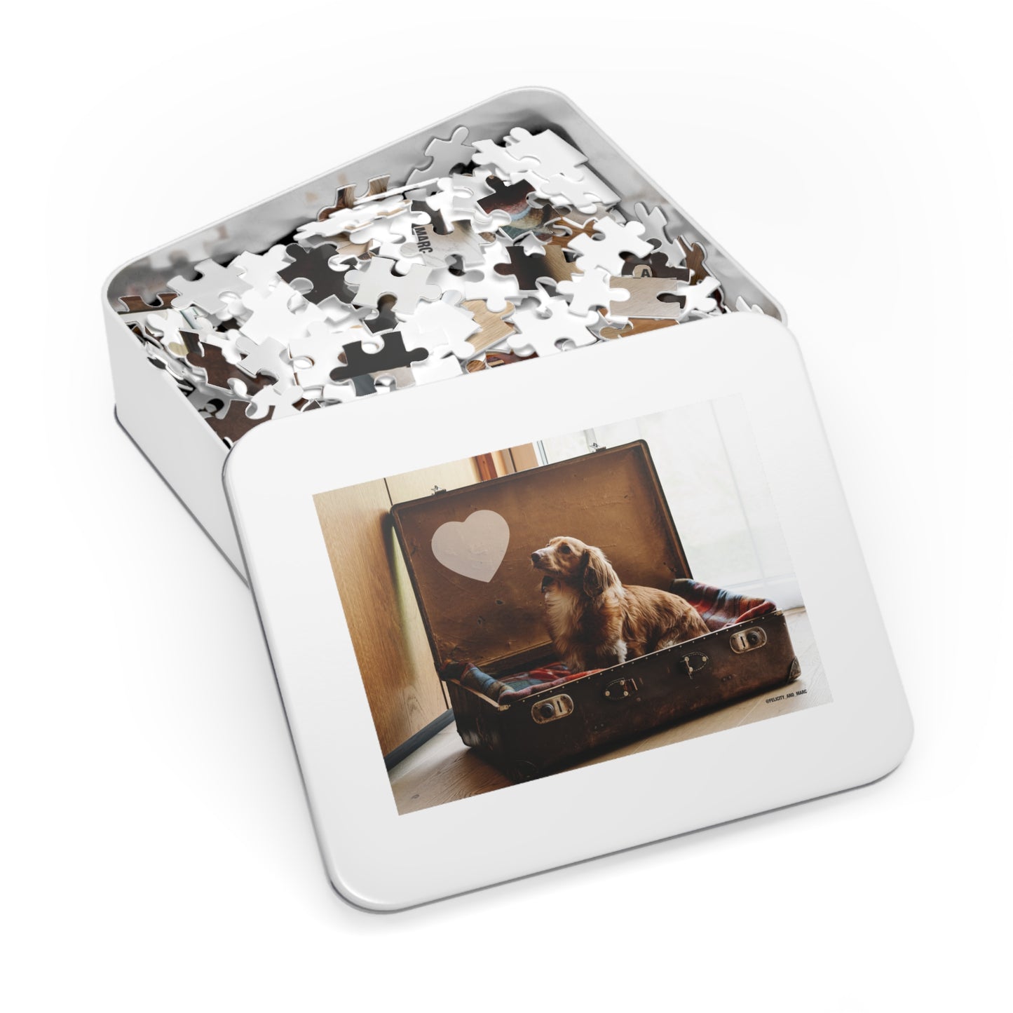 Personalised Gift : Suitcase Dog Jigsaw Puzzle (For Kids or Adults)
