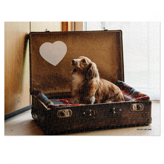 Personalised Gift : Suitcase Dog Jigsaw Puzzle (For Kids or Adults)