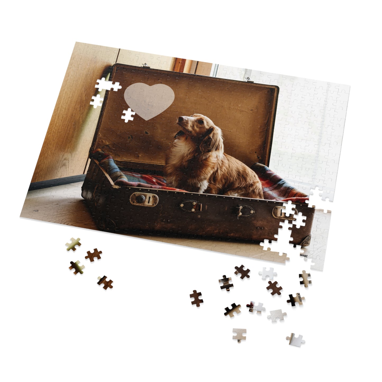 Personalised Gift : Suitcase Dog Jigsaw Puzzle (For Kids or Adults)