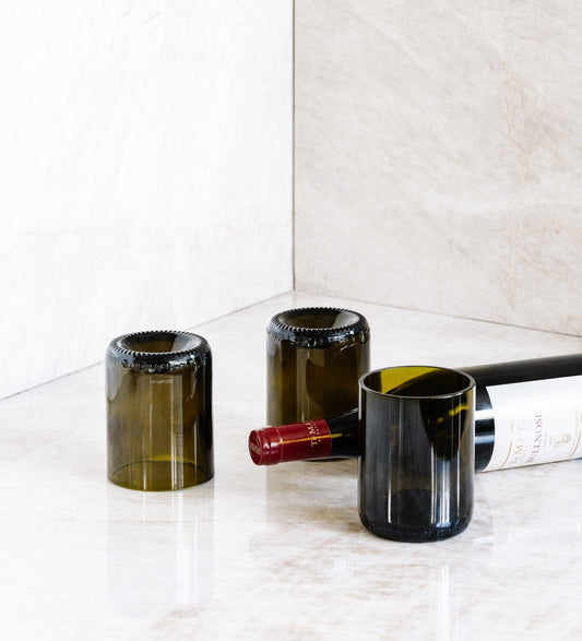 Beautiful "Rocks" Glasses made from recycled wine bottles - Set of 4 tumblers